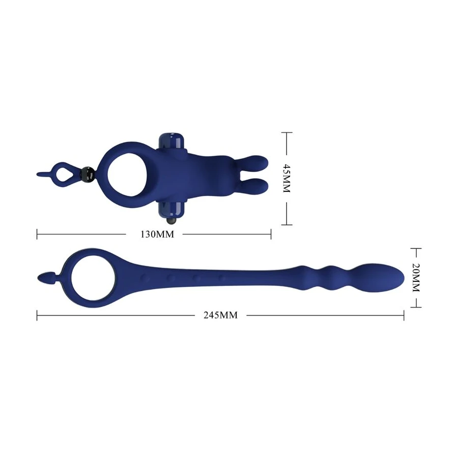 PRETTY LOVE - AYAD RABBIT VIBRATORRING MIT STECKER BLAU